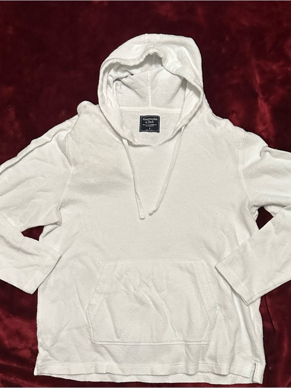 Abercrombie & Fitch White Hooded Pullover Knit Sweatshirt